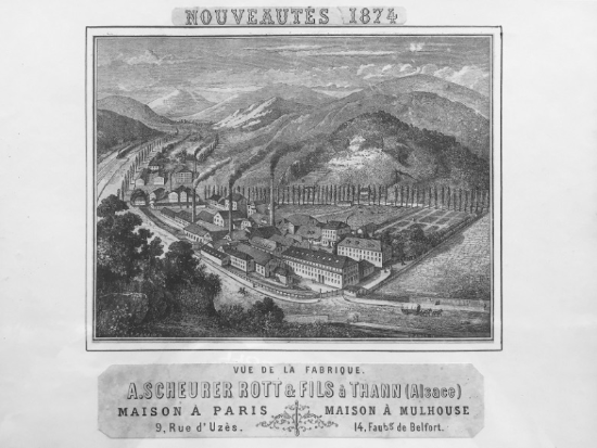 Vue de la fabrique A.Scheurer Rott & Fils à Thann (Alsace)